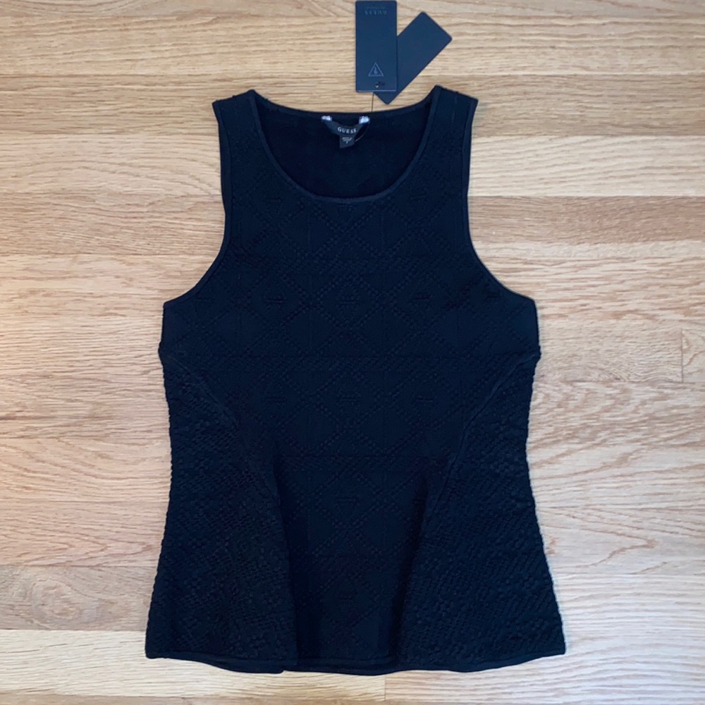 Guess Peplum Black Top with Open Back Detail